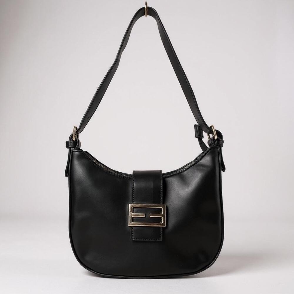 Women’s Black Faux Leather Small Hobo Bag